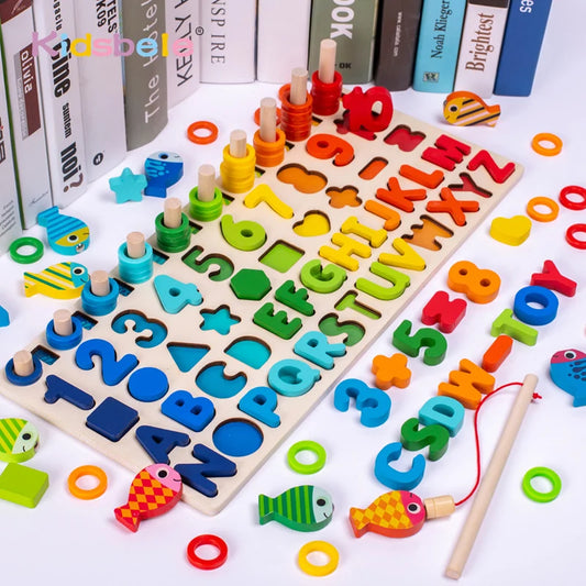 Toddler Wooden Number Puzzle and Sorting Educational Toy